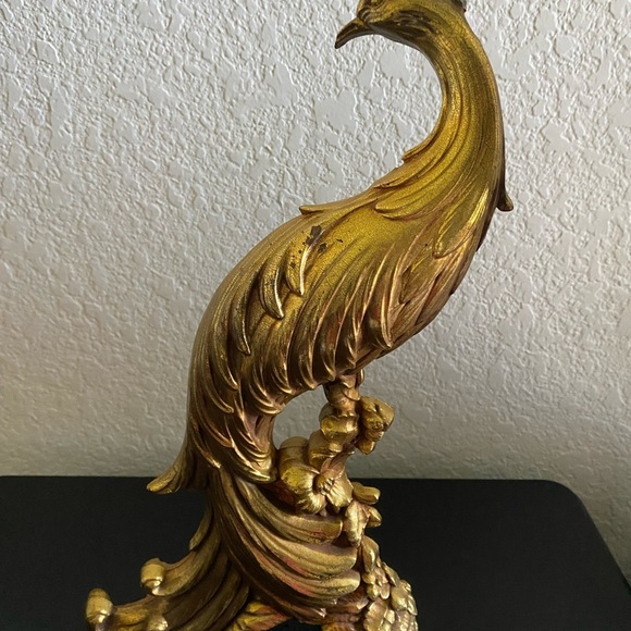 2 Vintage MCM Gold Gliding Peacocks Collectible Table Sculpture 13 1/4”& 8”H - Picture 10 of 16